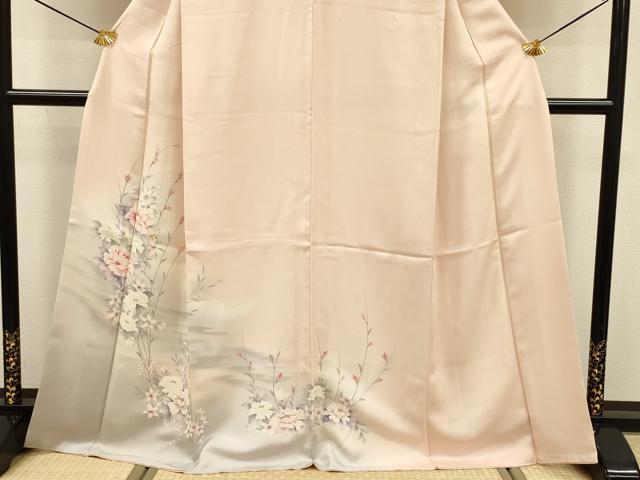 平和屋着物■訪問着　手描き　草花文　暈し染め　正絹　逸品　DABE0146ya