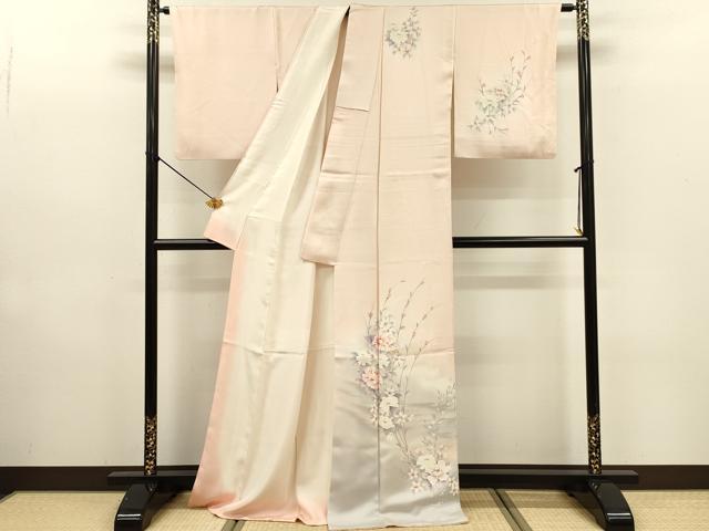 平和屋着物■訪問着　手描き　草花文　暈し染め　正絹　逸品　DABE0146ya