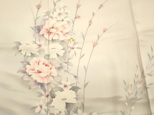 平和屋着物■訪問着　手描き　草花文　暈し染め　正絹　逸品　DABE0146ya