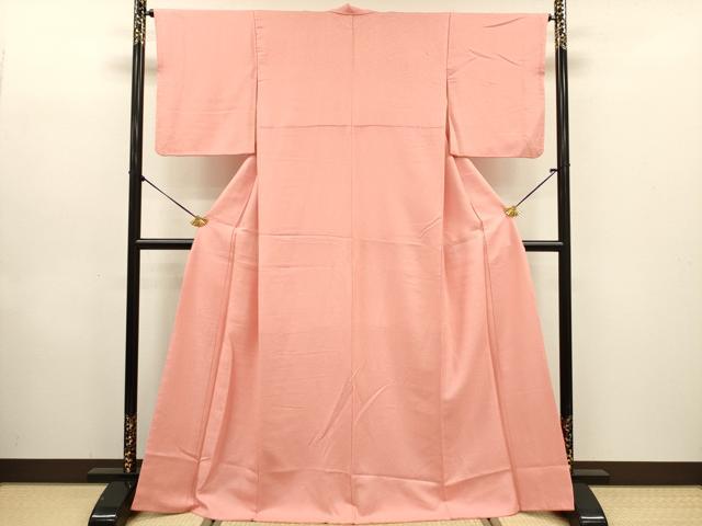 平和屋着物■上質な色無地　珊瑚色　正絹　逸品　DABE0148ya
