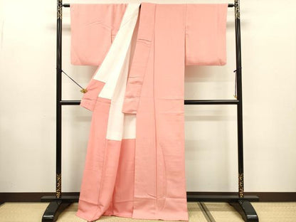 平和屋着物■上質な色無地　珊瑚色　正絹　逸品　DABE0148ya