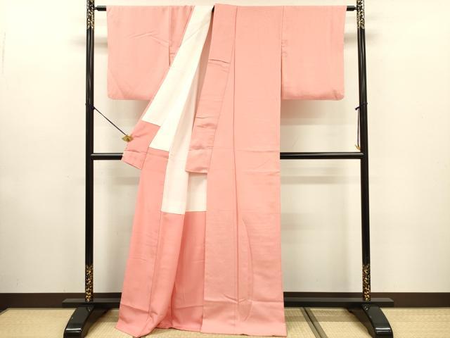 平和屋着物■上質な色無地　珊瑚色　正絹　逸品　DABE0148ya