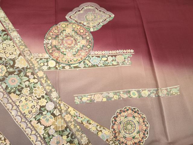 平和屋着物■訪問着　絵皿花鳥文　暈し染め　金銀彩　正絹　逸品　DABE0149ya