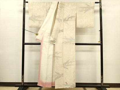 平和屋着物■訪問着　寿光織　草花文　金銀糸　正絹　逸品　DABE0153ya
