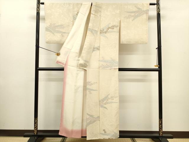 平和屋着物■訪問着　寿光織　草花文　金銀糸　正絹　逸品　DABE0153ya
