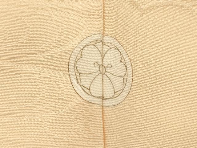 平和屋着物■上質な色無地 雲取り地紋 鳥の子色 正絹 逸品 DABE0158ya
