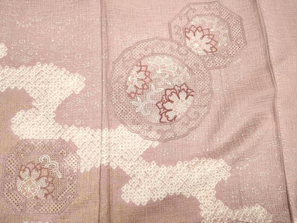 平和屋着物■中国三大刺繍 スワトウ刺繍 汕頭刺繍 訪問着 絞り 絵皿花文 金彩 やまと誂製 正絹 逸品 DABE0160ya