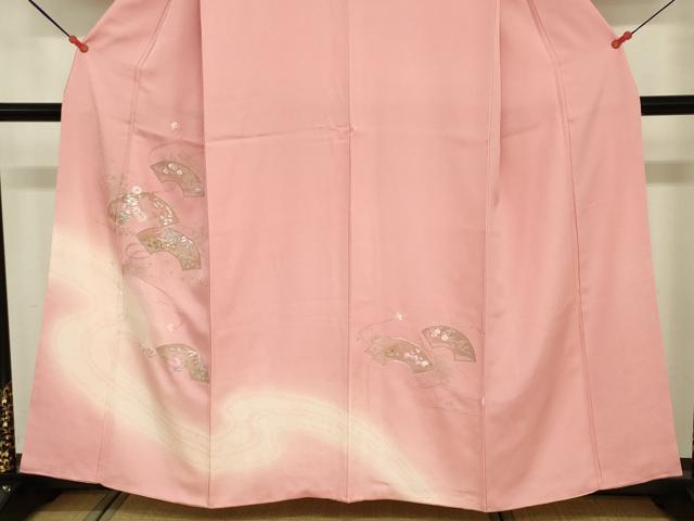 平和屋着物■訪問着　駒刺繍　絞り　地紙重ね花文　暈し染め　金彩　正絹　逸品　DABE0163ya