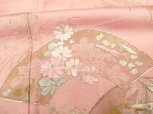 平和屋着物■訪問着　駒刺繍　絞り　地紙重ね花文　暈し染め　金彩　正絹　逸品　DABE0163ya