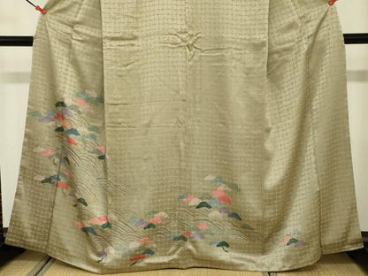 平和屋着物■訪問着　刺繍　浜松文　金彩　正絹　逸品　DABE0170ya