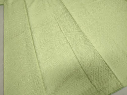 平和屋着物■上質な色無地　エ霞吉祥地紋　若菜色　正絹　逸品　DABE0174ya