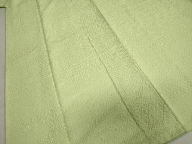 平和屋着物■上質な色無地　エ霞吉祥地紋　若菜色　正絹　逸品　DABE0174ya