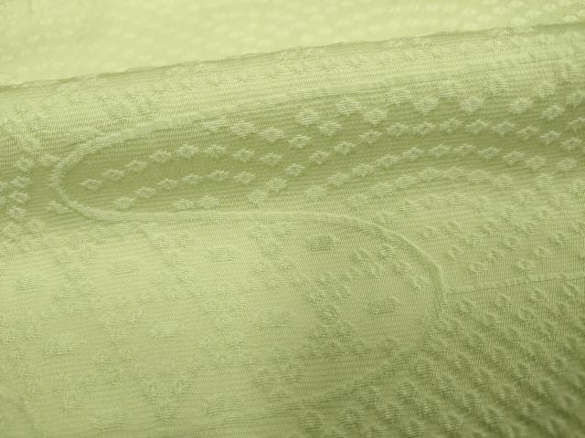 平和屋着物□上質な色無地 エ霞吉祥地紋 若菜色 正絹 逸品