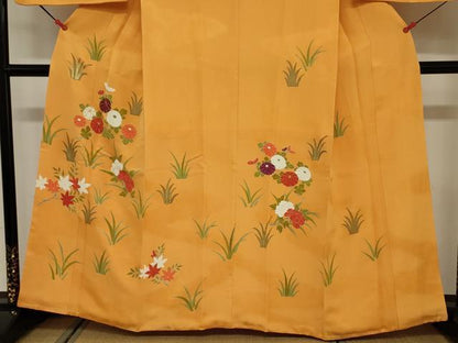 平和屋着物■訪問着 駒刺繍 草花文 金彩 三越扱い 正絹 逸品 DABE0178ya