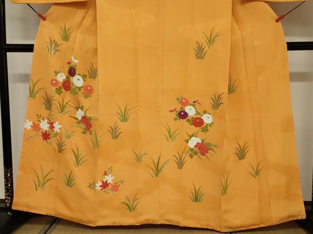 平和屋着物■訪問着 駒刺繍 草花文 金彩 三越扱い 正絹 逸品 DABE0178ya