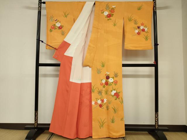 平和屋着物■訪問着 駒刺繍 草花文 金彩 三越扱い 正絹 逸品 DABE0178ya