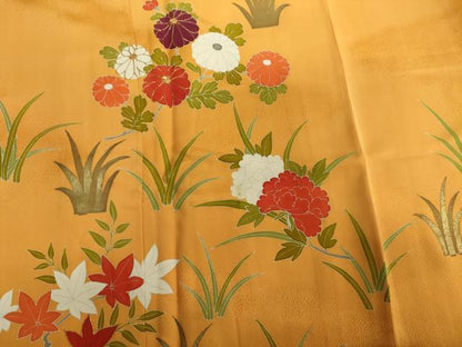 平和屋着物■訪問着 駒刺繍 草花文 金彩 三越扱い 正絹 逸品 DABE0178ya
