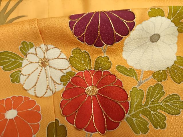 平和屋着物■訪問着 駒刺繍 草花文 金彩 三越扱い 正絹 逸品 DABE0178ya