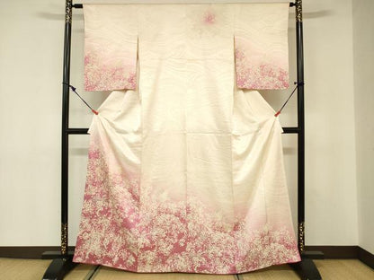 平和屋着物■訪問着 枝花文 暈し染め 正絹 逸品 DABE0182ya