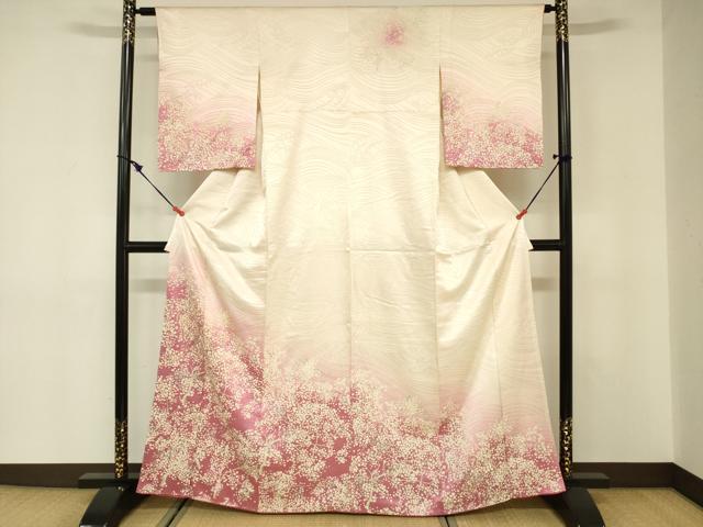 平和屋着物■訪問着 枝花文 暈し染め 正絹 逸品 DABE0182ya