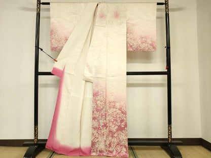 平和屋着物■訪問着 枝花文 暈し染め 正絹 逸品 DABE0182ya