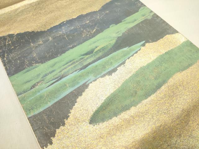 平和屋着物◎太鼓柄袋帯　霞文　金糸　引箔　正絹　逸品　DABE0188ya