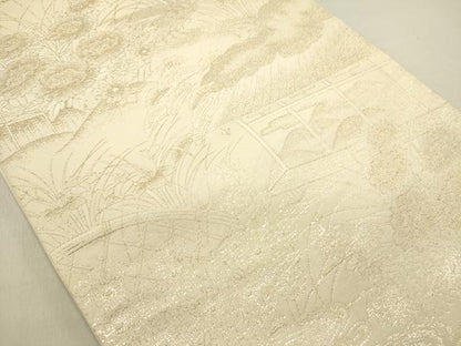 平和屋着物◎六通柄袋帯 風景文 金糸 正絹 逸品 DABE0189ya