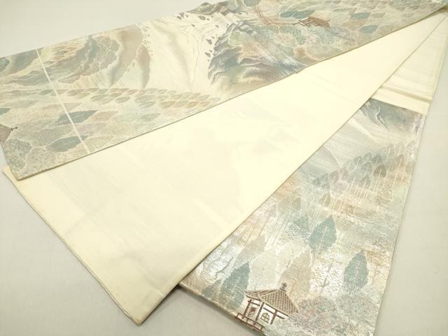 平和屋着物◎六通柄袋帯 風景文 金銀糸 正絹 逸品 DABE0190ya