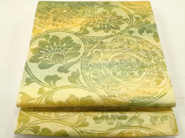 平和屋着物◎六通柄袋帯 花唐草文 正絹 逸品 DABE0193ya