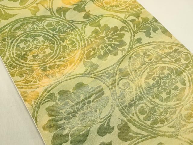 平和屋着物◎六通柄袋帯 花唐草文 正絹 逸品 DABE0193ya