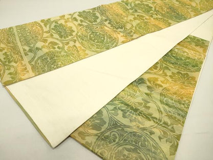 平和屋着物◎六通柄袋帯 花唐草文 正絹 逸品 DABE0193ya