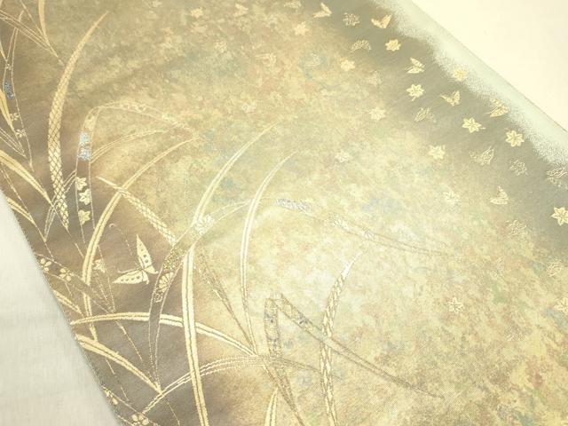 平和屋着物◎六通柄袋帯 蝶の戯れ 貴宝 陶漆箔 正絹 逸品 DABE0196ya