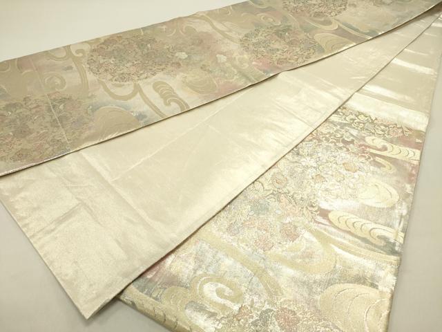 平和屋着物◎佐賀錦 六通柄袋帯 花蝶文 引箔 正絹 逸品 DABE0197ya