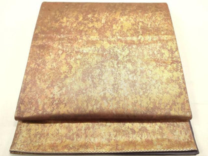 平和屋着物◎六通柄袋帯 霞文 金糸 引箔 正絹 逸品 DABE0211ya