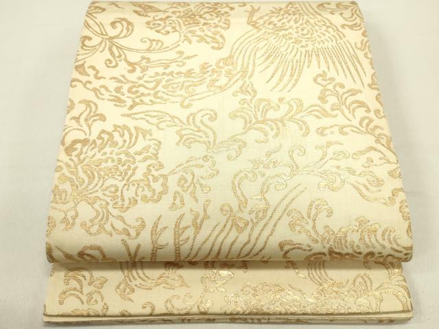 平和屋着物◎全通柄 本袋帯 錦華唐響双集歌 金糸 正絹 逸品 DABE0213ya