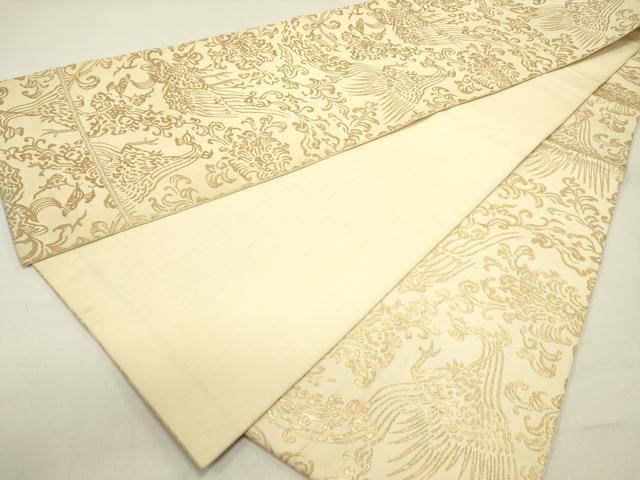 平和屋着物◎全通柄 本袋帯 錦華唐響双集歌 金糸 正絹 逸品 DABE0213ya