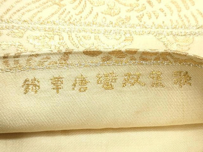 平和屋着物◎全通柄 本袋帯 錦華唐響双集歌 金糸 正絹 逸品 DABE0213ya