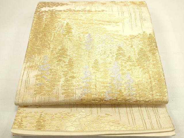 平和屋着物◎六通柄袋帯 樹林文 金銀糸 正絹 逸品 DABE0221ya