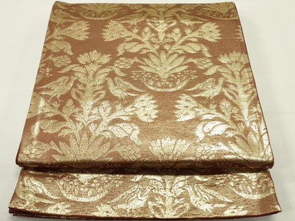 平和屋着物◎六通柄袋帯 花鳥文 金糸 正絹 逸品 DABE0228ya