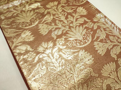 平和屋着物◎六通柄袋帯 花鳥文 金糸 正絹 逸品 DABE0228ya