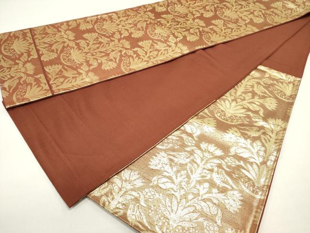 平和屋着物◎六通柄袋帯 花鳥文 金糸 正絹 逸品 DABE0228ya
