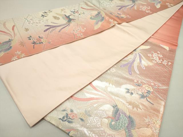 平和屋着物◎六通柄袋帯 唐織 鳳凰花文 金銀糸 正絹 逸品 DABE0232ya
