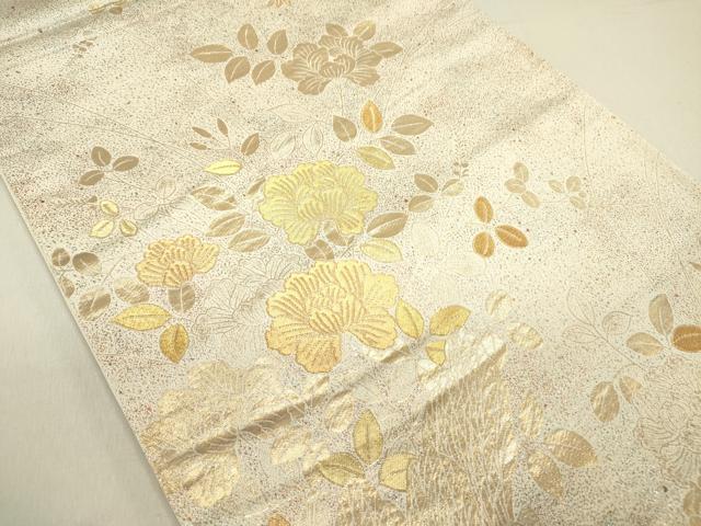 平和屋着物◎六通柄袋帯 柴垣花文 金糸 正絹 逸品 DABE0238ya