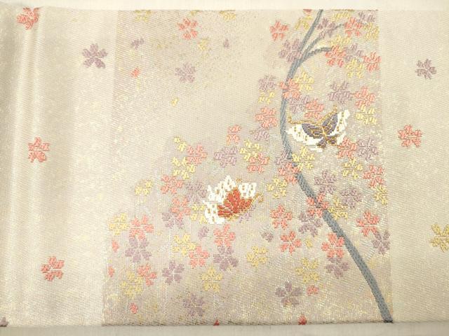 平和屋着物◎九寸名古屋帯　花蝶文　金糸　正絹　逸品　DABE0244ya