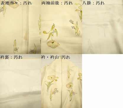平和屋着物■上質な小紋　手描き　草花文　正絹　逸品　DABE0258ya