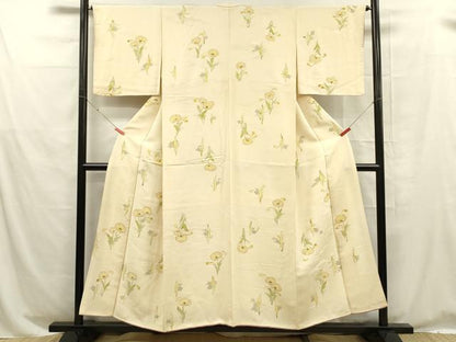 平和屋着物■上質な小紋　手描き　草花文　正絹　逸品　DABE0258ya