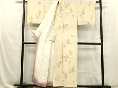 平和屋着物■上質な小紋　手描き　草花文　正絹　逸品　DABE0258ya