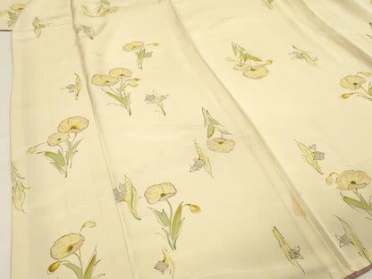 平和屋着物■上質な小紋　手描き　草花文　正絹　逸品　DABE0258ya
