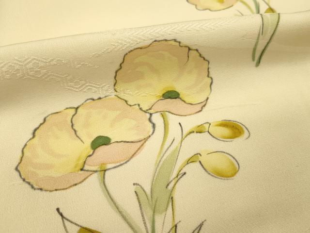 平和屋着物■上質な小紋　手描き　草花文　正絹　逸品　DABE0258ya