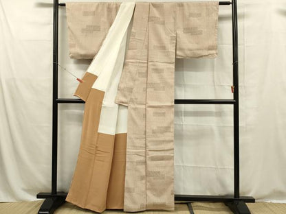 平和屋着物■塩沢紬　幾何学文　正絹　逸品　未使用　DABE0259ya